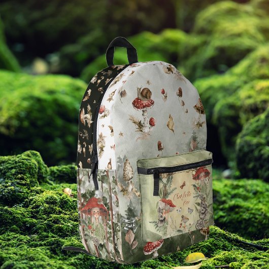 Magische Herbstwald-Fairy | Monogramm Bedruckter Rucksack