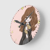 Magische Hermione Granger Wasserfarbe Runde Wanduhr (Winkel)
