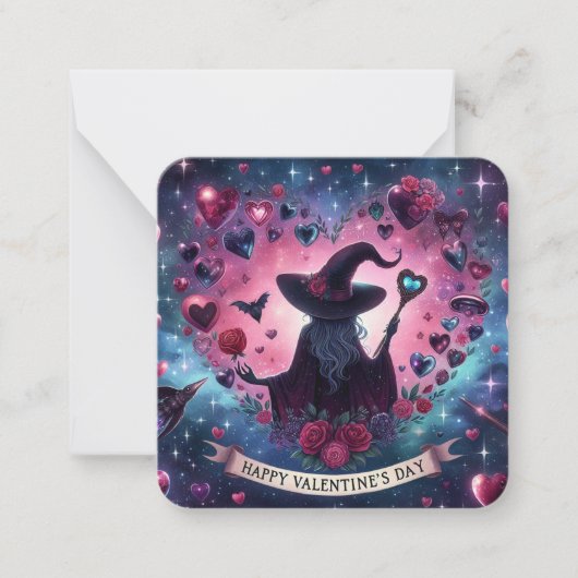 Magische Herzfrequenz-Hexenkarte-Valentinstag Mitteilungskarte (Vorderseite)