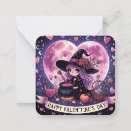 Magische Herzfrequenz-Hexenkarte-Valentinstag Mitteilungskarte
