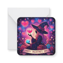 Magische Herzfrequenz-Hexenkarte-Valentinstag