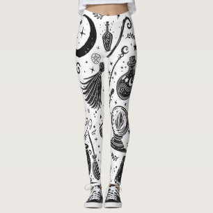 Magische Hexe Launische Wicca Heidin Schwarz & Wei Leggings
