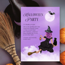 Magische Hexe Lila Halloween-Party Einladung
