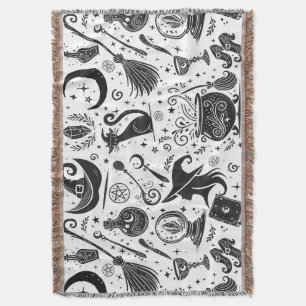Magische Hexe Whimsical Wiccan Heidin Schwarz & We Decke
