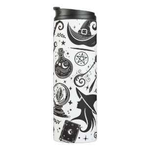 Magische Hexe Whimsical Wiccan Heidin Schwarz & We Thermosbecher