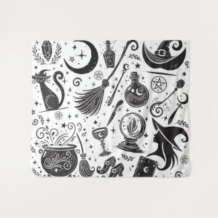 Magische Hexe Whimsical Wiccan Heidin  Wandteppich