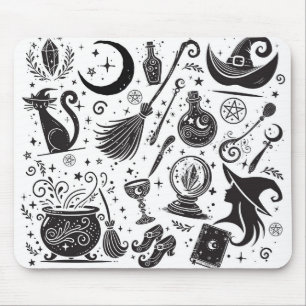 Magische Hexe Whimsical Wiccan Heidnisch Schwarzwe Mousepad