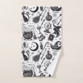 Magische Hexe Whimsical Wiccan Pagan Black & White Badhandtuch Set (Handtuch)