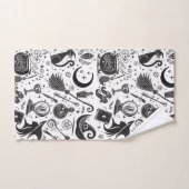 Magische Hexe Whimsical Wiccan Pagan Black & White Badhandtuch Set (Handtuch)