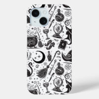 Magische Hexe Whimsical Wiccan Pagan Black & White