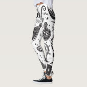 Magische Hexe Whimsical Wiccan Pagan Black & White Leggings (Links)