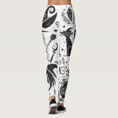 Magische Hexe Whimsical Wiccan Pagan Black & White Leggings (Rückseite)