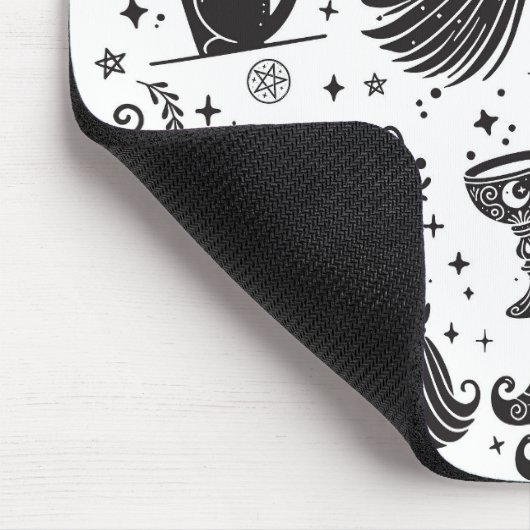 Magische Hexe Whimsical Wiccan Pagan Black & White Mousepad (Ecke)