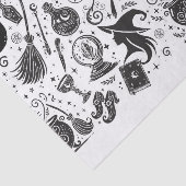 Magische Hexe Whimsical Wiccan Pagan Black & White Seidenpapier (Ausschnitt)