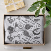 Magische Hexe Whimsical Wiccan Pagan Black & White Seidenpapier (Geschenk)