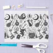 Magische Hexe Whimsical Wiccan Pagan Black & White Seidenpapier (Handwerk)