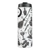 Magische Hexe Whimsical Wiccan Pagan Black & White Thermosbecher (Vorderseite)