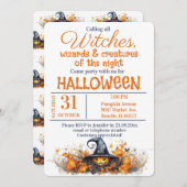 Magische Hexen und Zauberer-Halloween-Party Einladung (Vorne/Hinten)