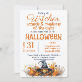 Magische Hexen und Zauberer-Halloween-Party Einladung