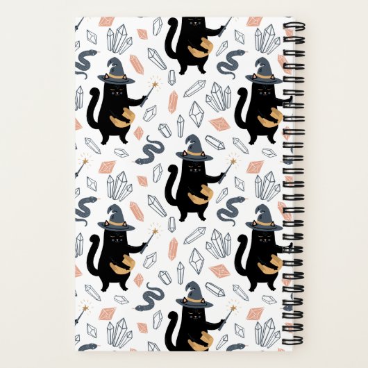 Magische Hexenkatze Halloween Notizblock (Rückseite)