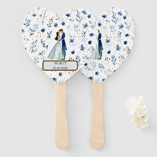 Magische Hochzeitshandfächer – Aquarell-Stil Fächer (Vorne und Hinten)
