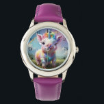 "Magische Hooves: Der Regenbogen Einhornschwanz" Armbanduhr<br><div class="desc">Mitten auf einer blühenden Wiese mit Wildblumen verziert ein farbenprächtiges Baby Frosch fröhlich unter dem Bogen eines strahlenden Regenbogens, der sich über den Himmel erstreckt. Der weiche, würfelige Körper des Ferkels ist in Pastellpinken und -violetten, goldfarbenen und blauen Farbtupfern, die das Sonnenlicht erhellen, verziert. Über seinem winzigen Kopf ist ein...</div>