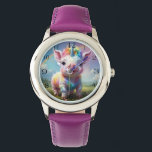 "Magische Hooves: Der Regenbogen Einhornschwanz" Armbanduhr<br><div class="desc">Mitten auf einer blühenden Wiese mit Wildblumen verziert ein farbenprächtiges Baby Frosch fröhlich unter dem Bogen eines strahlenden Regenbogens, der sich über den Himmel erstreckt. Der weiche, würfelige Körper des Ferkels ist in Pastellpinken und -violetten, goldfarbenen und blauen Farbtupfern, die das Sonnenlicht erhellen, verziert. Über seinem winzigen Kopf ist ein...</div>