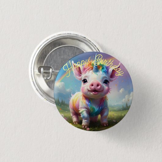 "Magische Hooves: Der Regenbogen Einhornschwanz" Button (Vorne & Hinten)