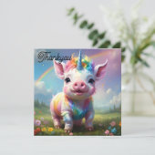 "Magische Hooves: Der Regenbogen Einhornschwanz" Dankeskarte (Stehend Vorderseite)