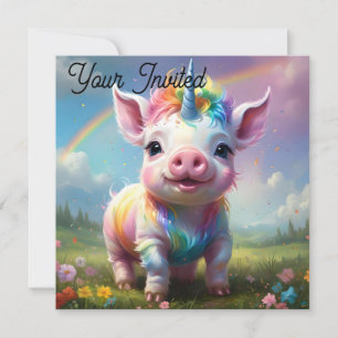 "Magische Hooves: Der Regenbogen Einhornschwanz" Einladung