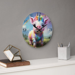 "Magische Hooves: Der Regenbogen Einhornschwanz" Große Wanduhr