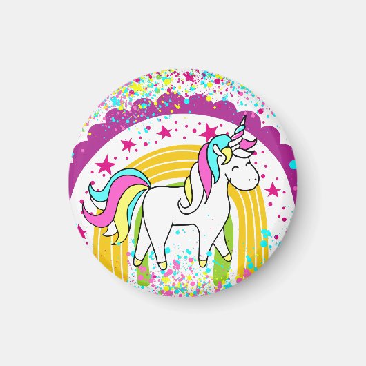 Magische Hübsche Pastel Unicorn Rainbow Stars Magnet (Vorne)