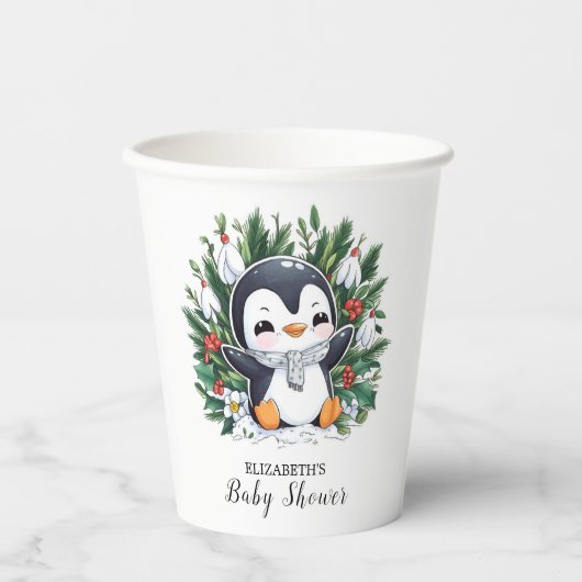 Magische Hübsche Pinguin-Kinderdusche Pappbecher (Vorderseite)