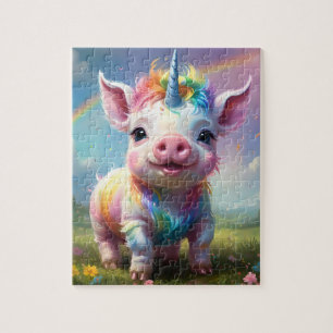 "Magische Hufe: Das Regenbogen-Einhorn-Schwein" Puzzle