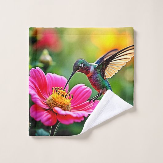 Magische Hummingbird Moments Design Badhandtuch Set (Waschlappen)