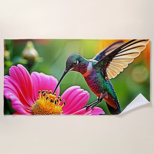 Magische Hummingbird Moments Design Strandtuch (Vorderseite)