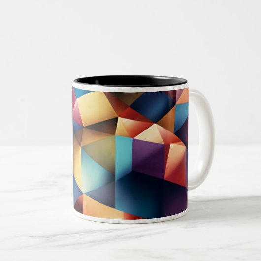 Magische Illusionen: Abstraktes Design der kubisti Zweifarbige Tasse (VorderseiteRechts)