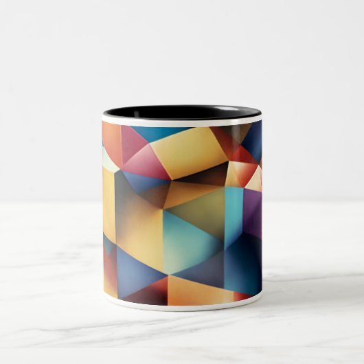 Magische Illusionen: Abstraktes Design der kubisti Zweifarbige Tasse (Mittel)