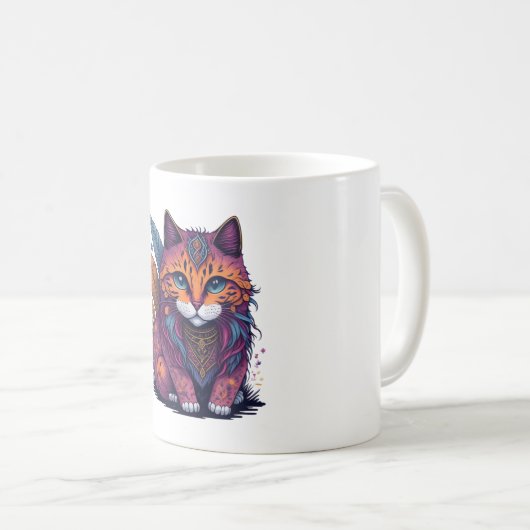 Magische IllustrationWasserfarbe Katze Boho Katze  Kaffeetasse (VorderseiteRechts)