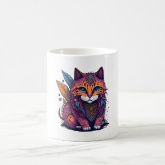 Magische IllustrationWasserfarbe Katze Boho Katze  Kaffeetasse