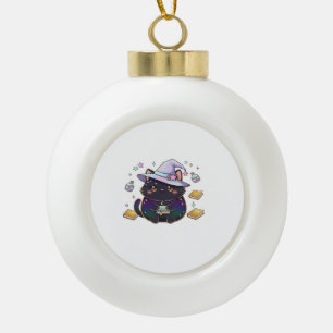 Magische introvertierte Katze Pastell-Hexenhut Ha Keramik Kugel-Ornament