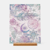 Magische Iridescent Glitzer Feathers Dreamcatcher Acrylschild (Vorderseite)