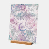 Magische Iridescent Glitzer Feathers Dreamcatcher Acrylschild (Winkel)