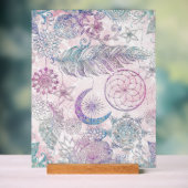 Magische Iridescent Glitzer Feathers Dreamcatcher Acrylschild (Neutral)