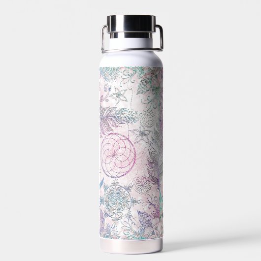 Magische Iridescent Glitzer Feathers Dreamcatcher Trinkflasche (Rückseite)