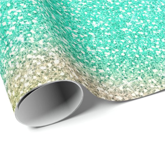 Magische Iridescent Glitzer Holographic Image Geschenkpapier (Rolleneckpunkt)