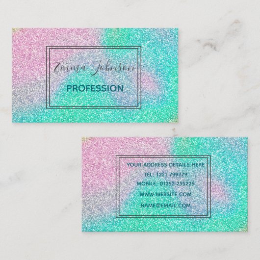 Magische Iridescent Glitzer Holographic Image Visitenkarte (Vorne/Hinten)