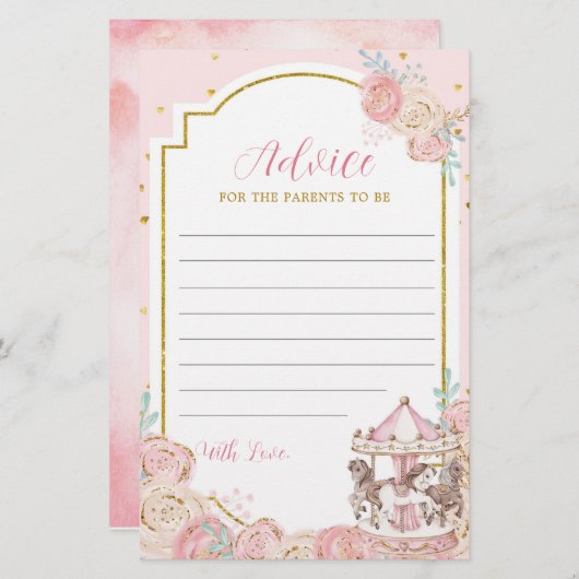 Magische Karussellberatungskarte für Rosa und Gold (Vorne/Hinten)