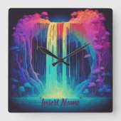 Magische Kaskade, fesselnde Ruhe Quadratische Wanduhr (Vorderseite)