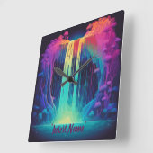 Magische Kaskade, fesselnde Ruhe Quadratische Wanduhr (Winkel)